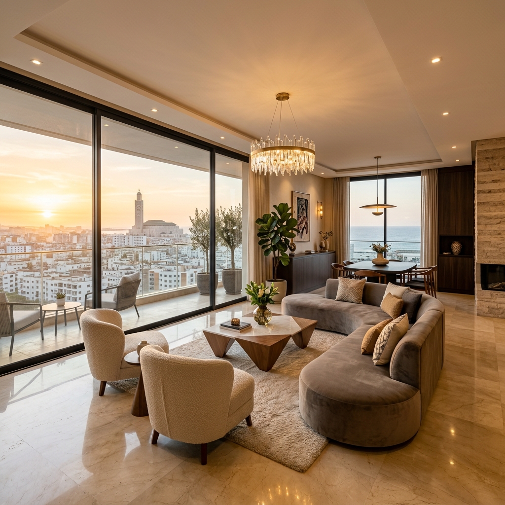 Luxueux intérieur d'appartement à Casablanca